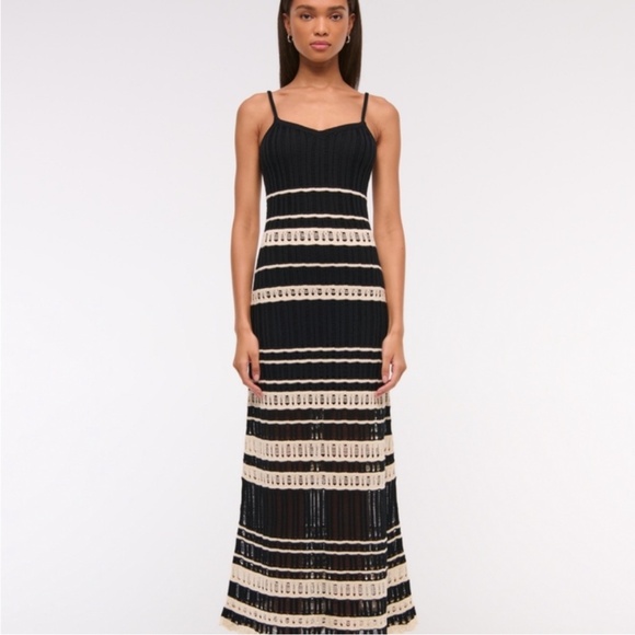 Abercrombie black and cream crochet maxi dress - Picture 2 of 5